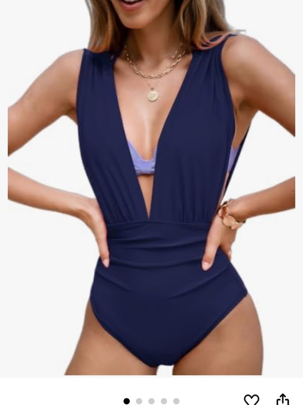 CUPSHE Women's One Piece Swimsuit Halter Plunging Neck Bathing Suit Wide Straps